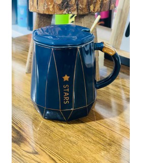 ماگ  هشت ضلعی خط دارطلایی