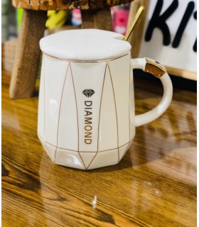 ماگ  هشت ضلعی خط دارطلایی