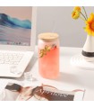 لیوان شیشه ای نی دار درب بامبو
