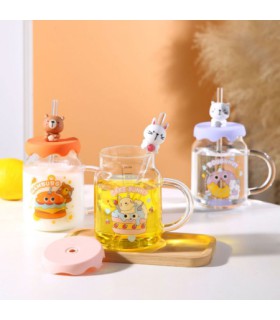 ماگ شیشه ای نی دار حیوانات