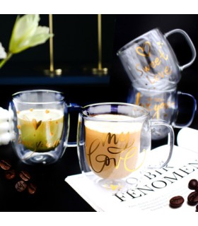 ماگ پیرکس دوجداره طرح عشق
