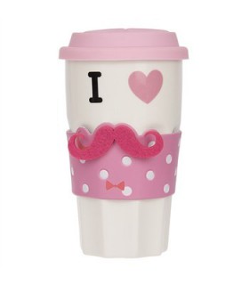 ماگ سرامیکی خانم سبیلو  طرح لاو