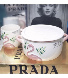 ظرف سرامیکی درب دار فلامینگو