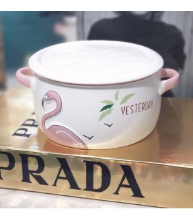 ظرف سرامیکی درب دار فلامینگو