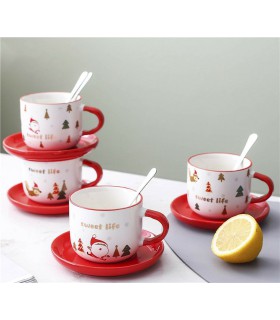 فنجان نعلبکی قرمز کریسمسی