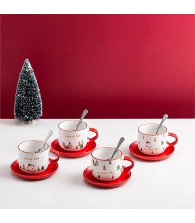 فنجان نعلبکی قرمز کریسمسی