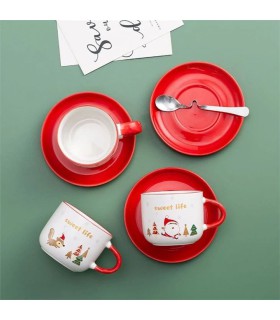 فنجان نعلبکی قرمز کریسمسی