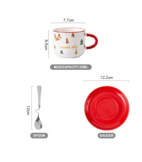 فنجان نعلبکی قرمز کریسمسی