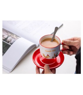 فنجان نعلبکی قرمز کریسمسی