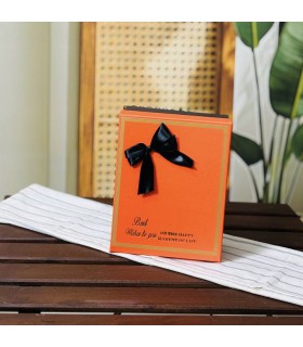 جعبه کادویی نارنجی (باکس هدیه) طرح پاپیون دار