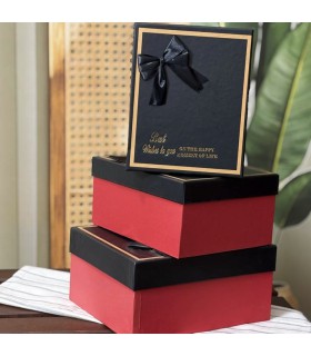 جعبه کادویی مشکی قرمز (باکس هدیه) طرح پاپیون دار