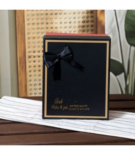 جعبه کادویی مشکی قرمز (باکس هدیه) طرح پاپیون دار