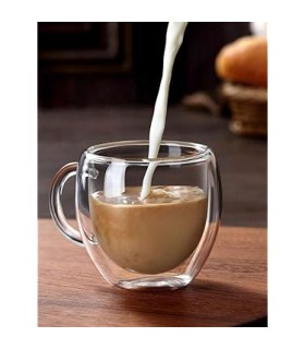 ماگ دوجداره پیرکس دسته دار300سی سی