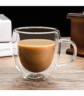 ماگ دوجداره پیرکس دسته دار300سی سی