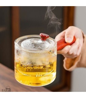 قوری دمنوش دسته چوبی
