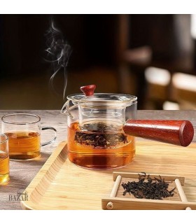 قوری دمنوش دسته چوبی