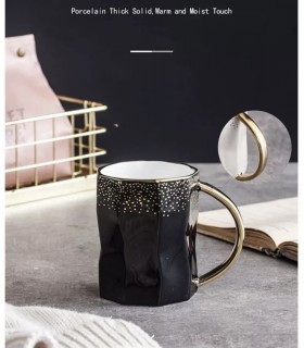 ماگ لاکچری دسته طلایی خال خالی