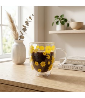 ماگ دوجداره گل بابونه 300 سی سی