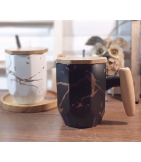 ماگ ماربل دسته چوبی