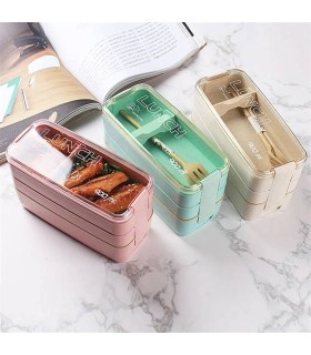 ظرف غذای گیاهی 3 طبقه با قاشق و چنگال