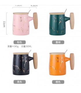 ماگ ماربل دسته چوبی