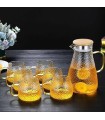 ست پارچ و لیوان پیرکس برفی دسته طلایی