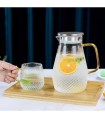 ست پارچ و لیوان پیرکس شیاردار دسته طلایی