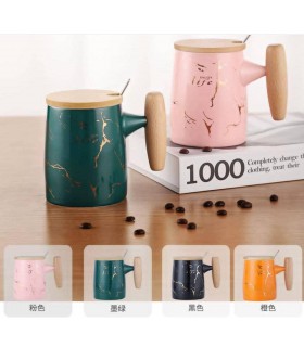 ماگ ماربل دسته چوبی