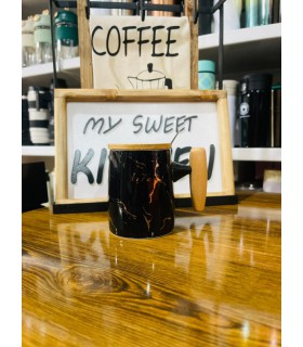 ماگ ماربل دسته چوبی