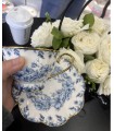 ست ۱۲ پارچه فنجان نعلبکی گل آبی دسته طلایی