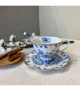 ست ۱۲ پارچه فنجان نعلبکی گل آبی