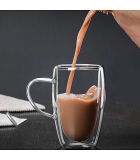 ماگ دوجداره پیرکس دسته دار