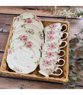 ست ۱۲ پارچه فنجان نعلبکی گل رز