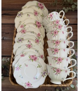 ست ۱۲ پارچه فنجان نعلبکی گل رز