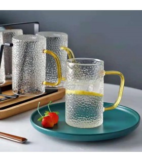 ماگ پیرکس برفی دسته طلایی
