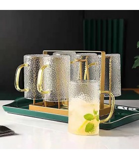 ماگ پیرکس برفی دسته طلایی