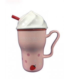 ماگ بستنی طرح توت فرنگی