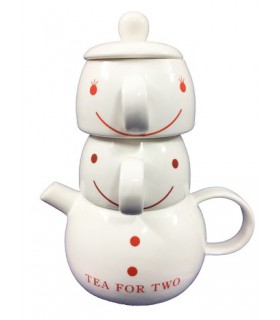 قوری وفنجان ادم برفی قرمز