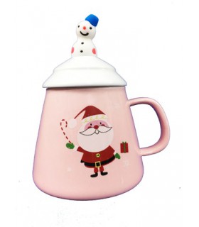 ماگ قاشق برجسته ادم برفی صورتی