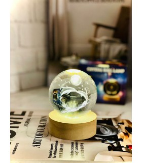 گوی کریستالی ماه چراغ دار 8 سانت