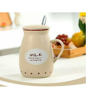 ماگ سرامیکی چهارنوش با درب سرامیکی - آبی