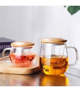 ماگ دمنوش پیرکس درب بامبو
