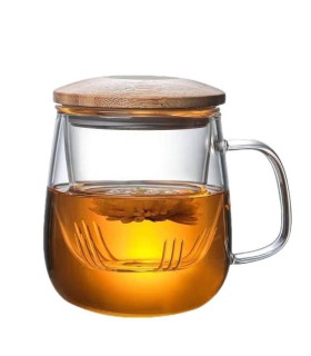 ماگ دمنوش پیرکس درب بامبو