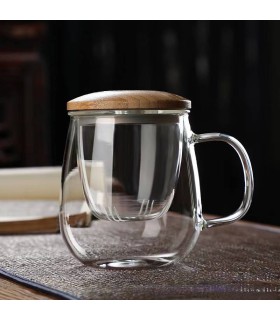 ماگ دمنوش پیرکس درب بامبو