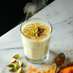 شیر زعفران پسته ای گرم نوشیدنی زمستانی با نکات اصلی