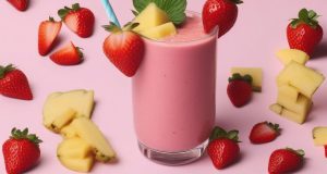 اسموتی آناناس و توت فرنگی خوشمزه و مقوی