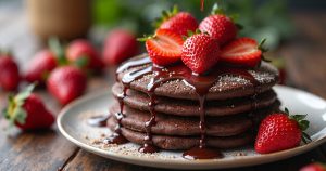 پنکیک خوشمزه صبحانه شکلاتی توت فرنگی نکات اصلی