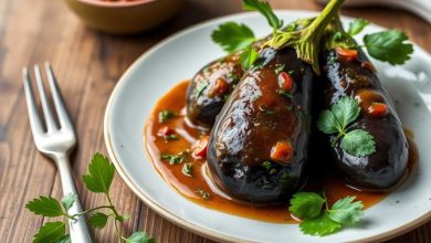 بادمجان زغالی رژیمی با سس خوشمزه چرمولا: شام سبک و لذیذ