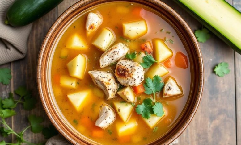 طرز تهیه سوپ رژیمی مرغ و کدو: لاغری خوشمزه و آسان