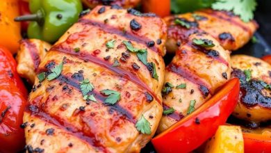 باربیکیو مرغ رژیمی با فلفل دلمه: طرز تهیه آسان و خوشمزه
